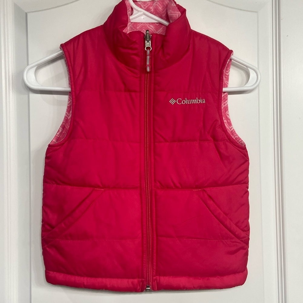 Columbia Reversible Girls Vest Pink/Pink & White design Size XXS